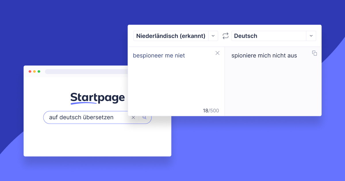 Das anonyme &Uuml;bersetzungstool von Startpage erm&ouml;glicht es, sicher im Netz nach Text&uuml;bersetzungen zu verarbeiten, ohne dabei pers&ouml;nliche Daten weiterzugeben.